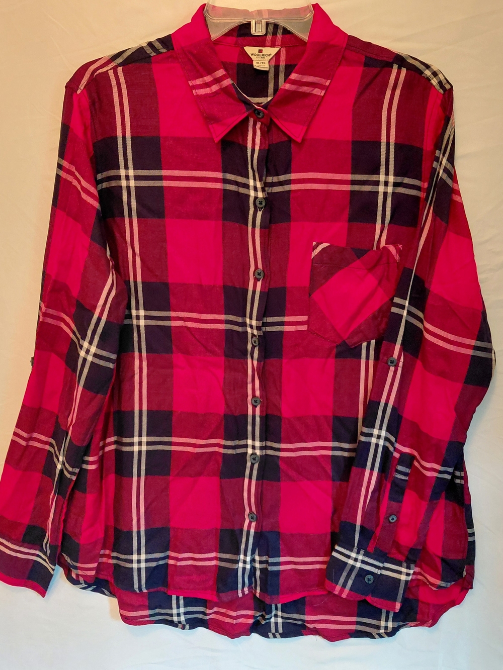 Woolrich Red and Navy Plaid Button-Down Shirt